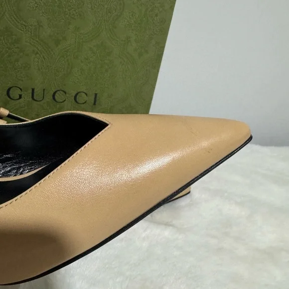 Gucci Women's Beige Slingback Heels - Picture 4 of 9